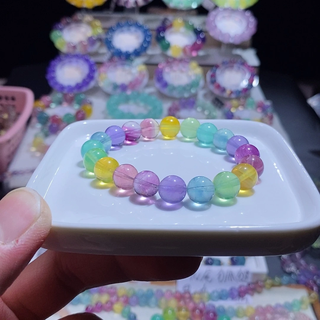 未镶嵌手链水晶荧光彩虹10加