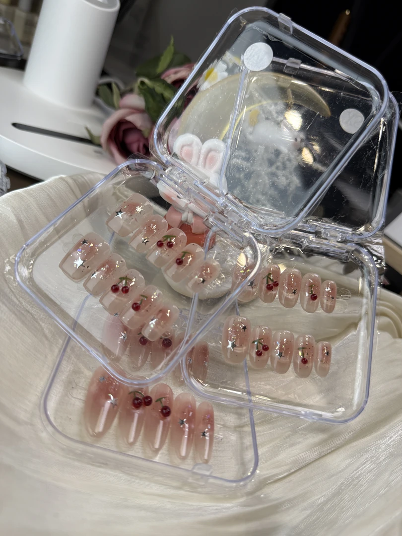 手工穿戴甲设计猫眼腮红显白可拆卸美甲