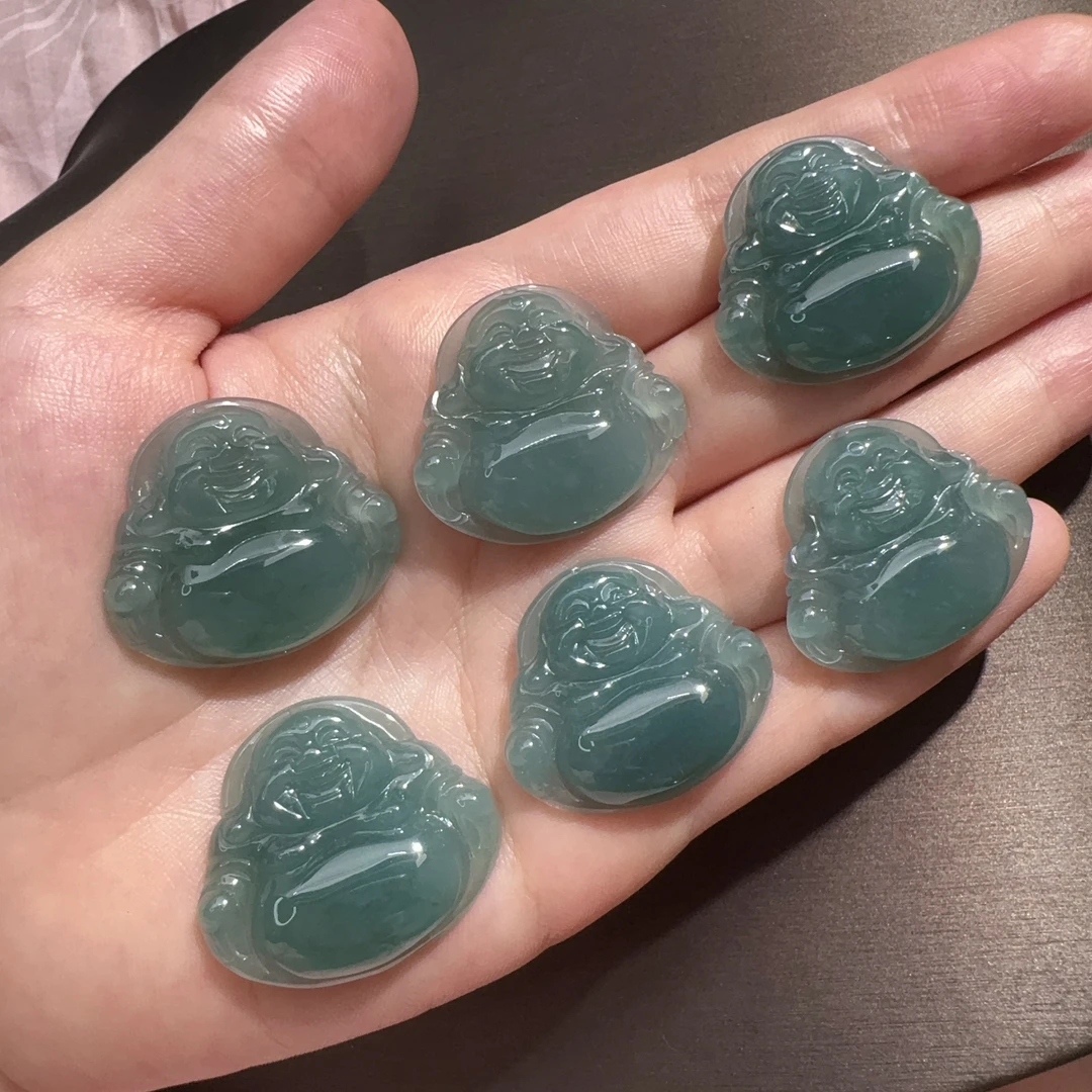 天然翡翠玉（A货） 翡翠佛公吊坠（冰绿）送绳子