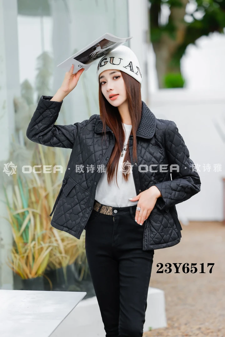 JY-Y6517时尚气质绣花棉服显瘦百搭防水外穿春季秋季