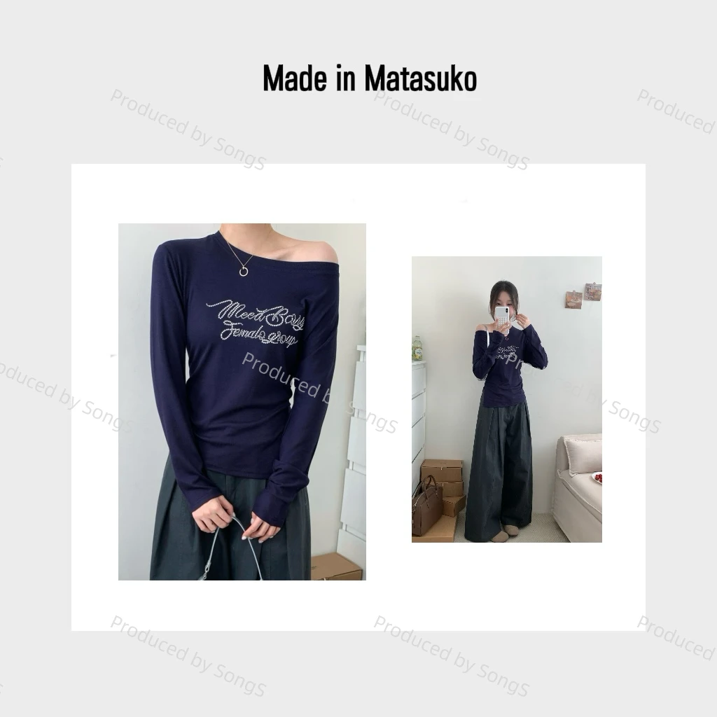 Matasuko 小众正斜肩两穿长袖T恤