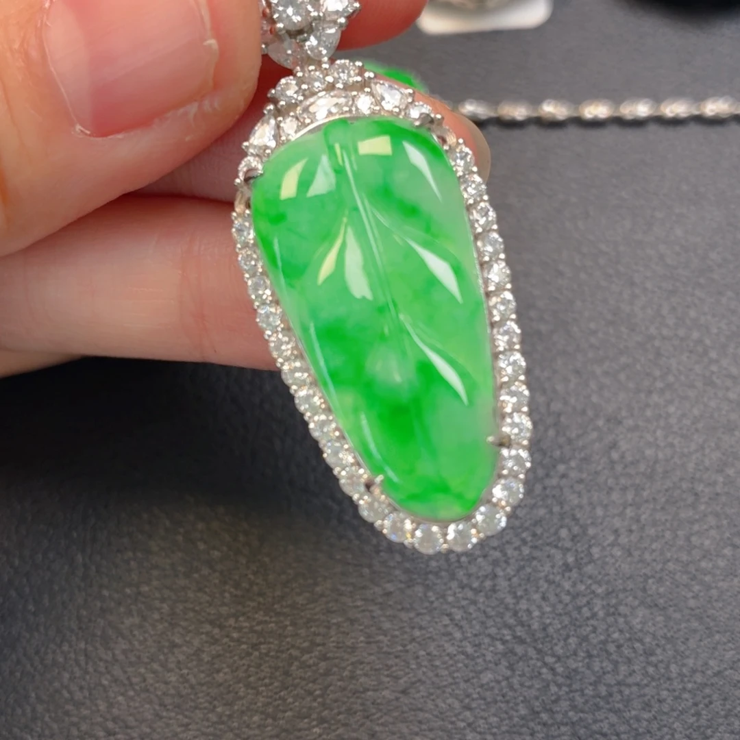 翡翠银S925镶嵌吊坠(不含链)