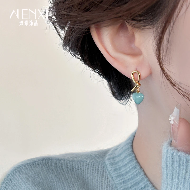 铜合金珐琅耳饰铜合金珐琅耳饰蓝色夏天耳钉小众设计耳饰女款