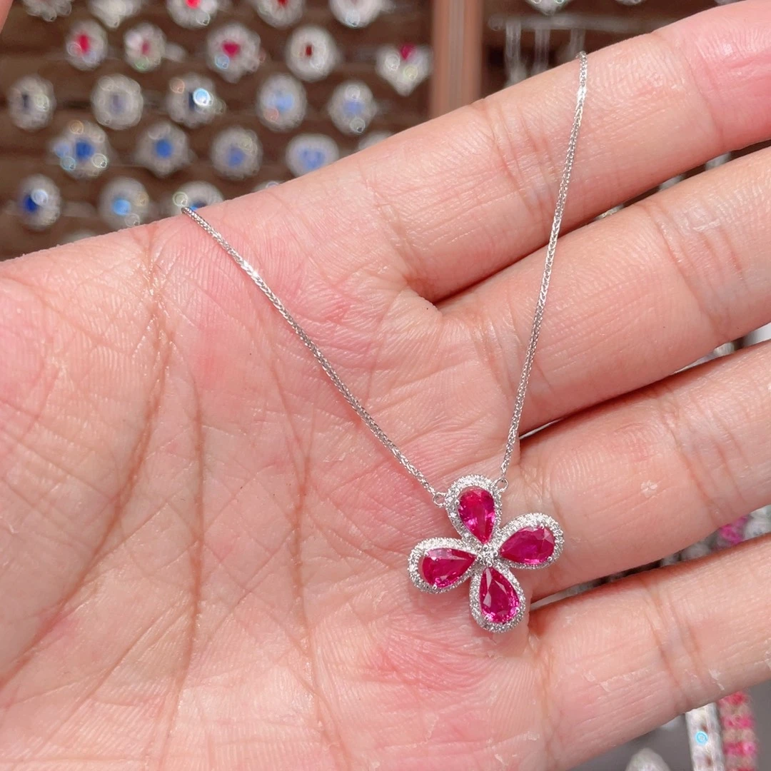 吊坠(不含链)18K金镶嵌红宝石2ct 无烧