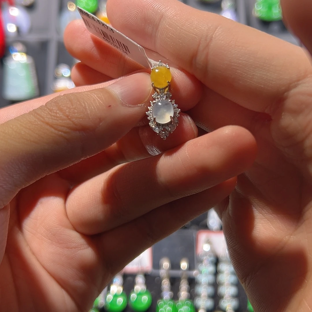 翡翠银S925镶嵌吊坠(不含链)