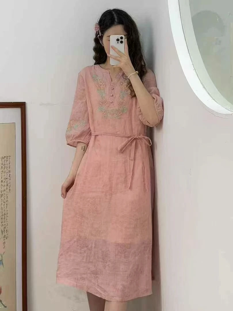 夏季连衣裙慵懒衬衫新中式复古百搭