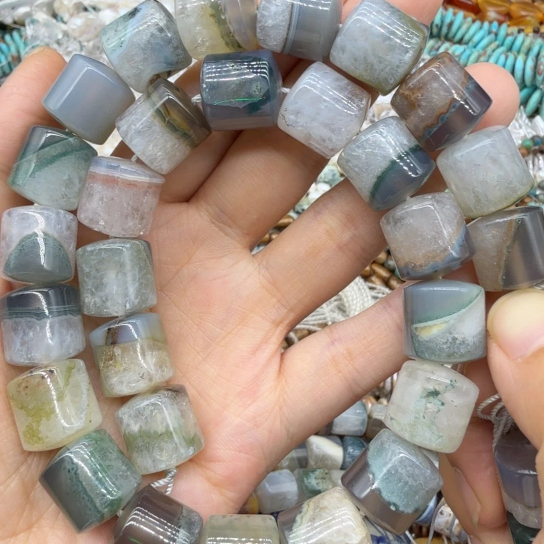 未镶嵌珠宝半成品水晶卡13玛恼水晶共生圆柱一条