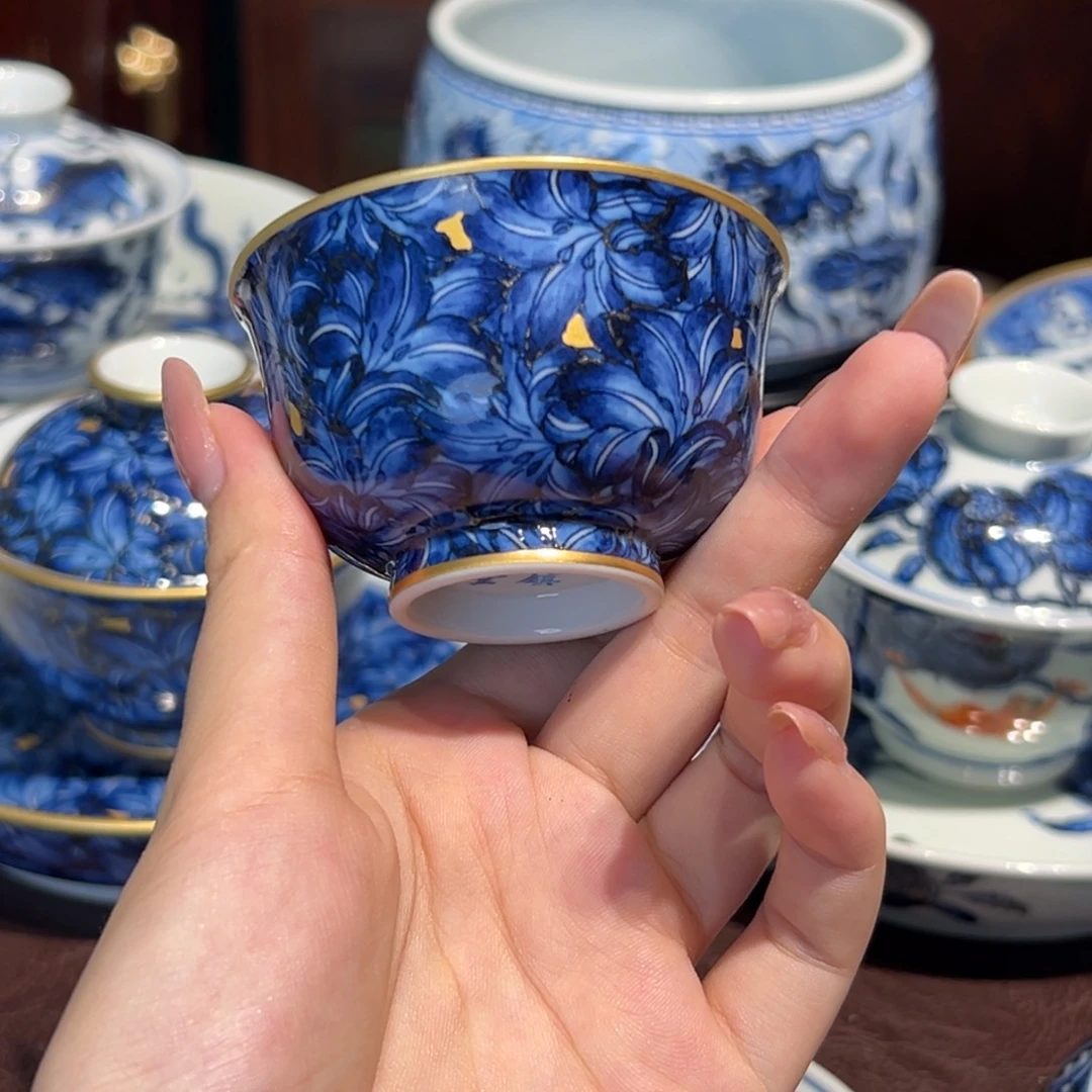 青花雯华堂手绘杯杯