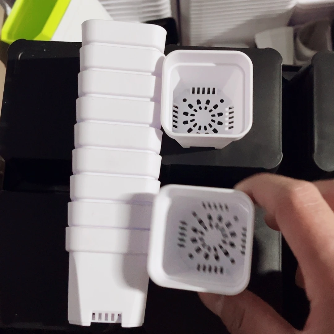 塑料加厚矮胖5方白色盆50个无托