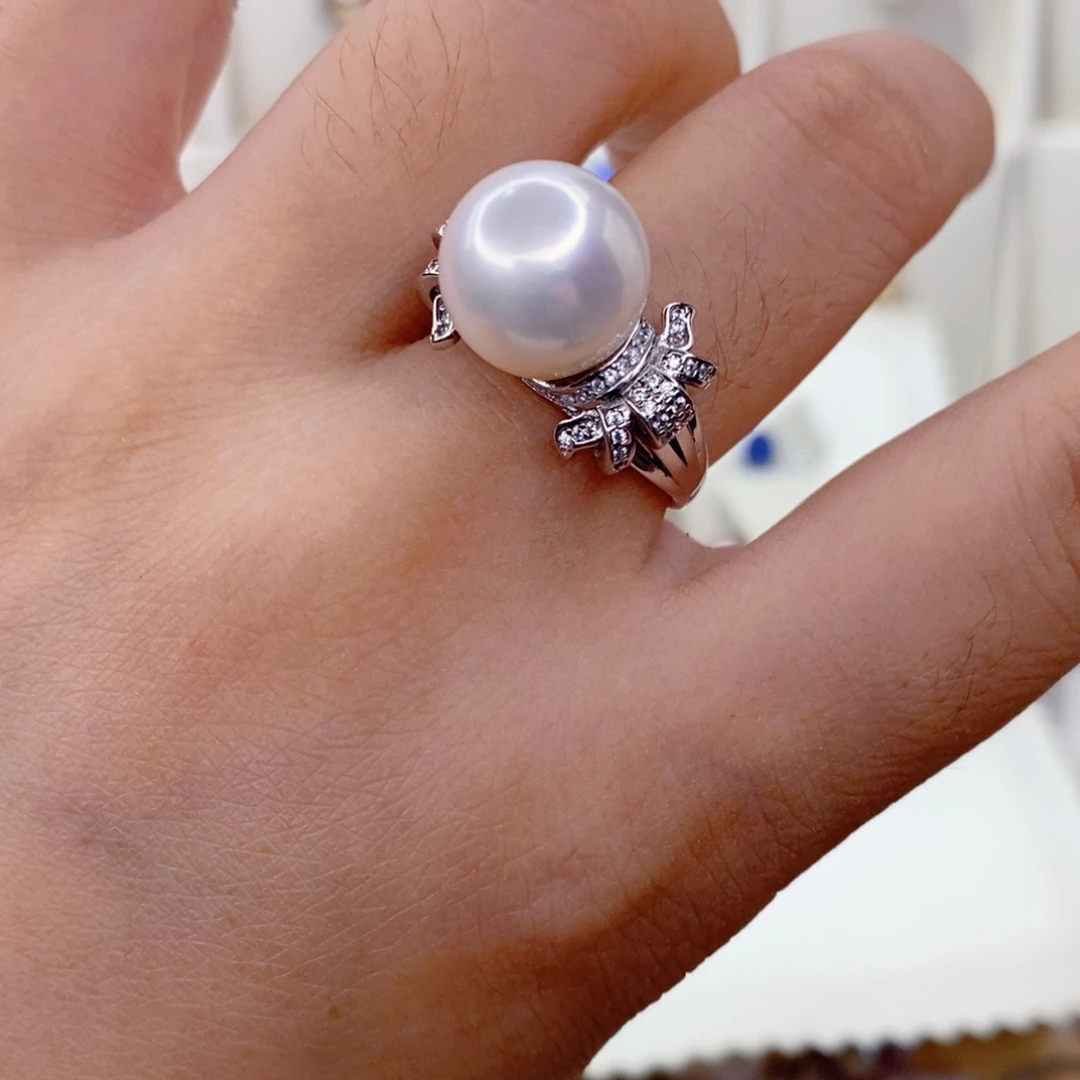 戒指银S925镶嵌淡水珍珠
