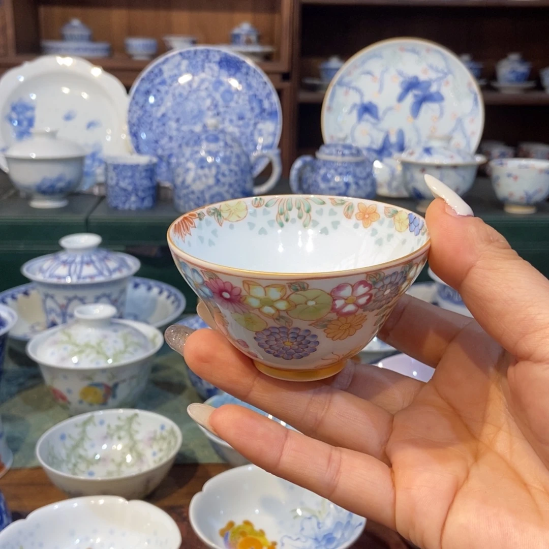 w手绘玲珑蝶恋花杯