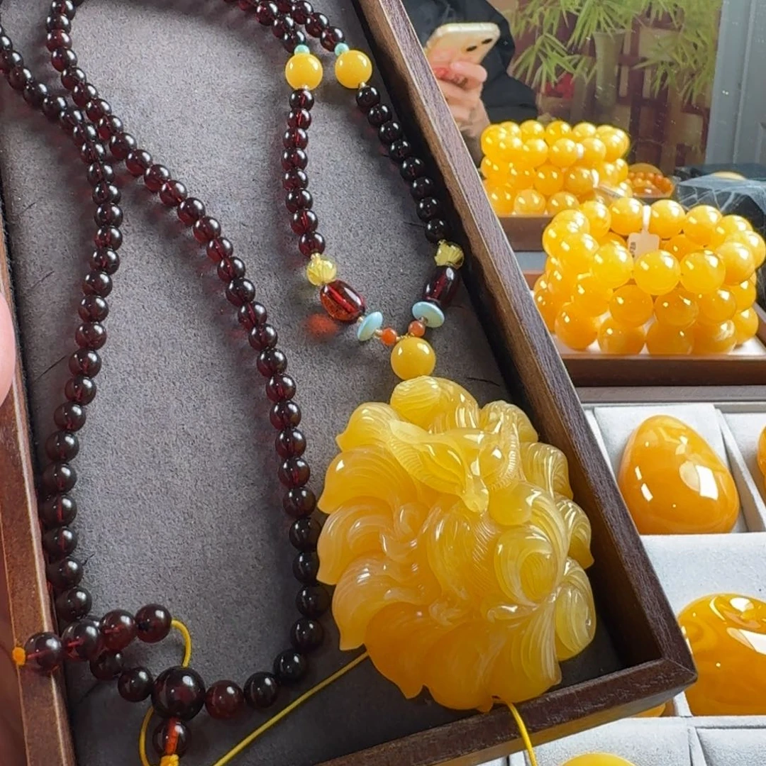 蜜蜡毛衣链未镶嵌