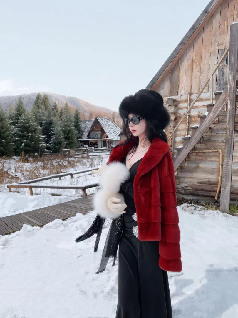 【雅乔定制】名利场 水貂限定版安哥拉红水貂皮草外套DYTH-25083946