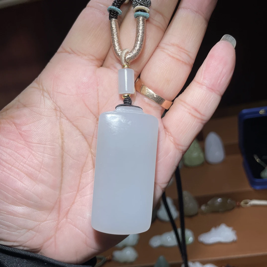 天然新疆和田玉平安无事牌吊坠男女款玉石挂件