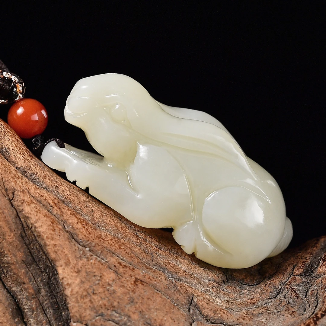 天然和田玉生肖兔吊坠男女款玉兔挂坠小兔子项链挂件