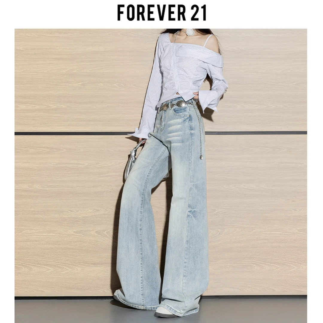 Forever 21美式低腰显瘦微喇叭裤2025秋冬新款时尚百搭拖地牛仔裤