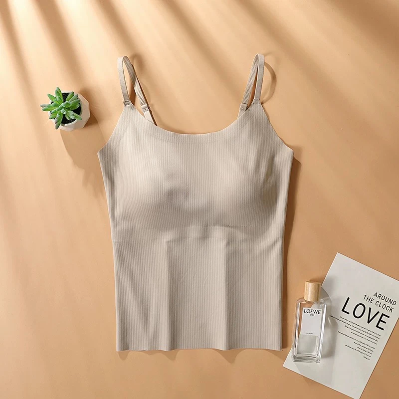 美背文胸一体吊带背心女2025新款内搭带胸垫打底上衣夏季外穿