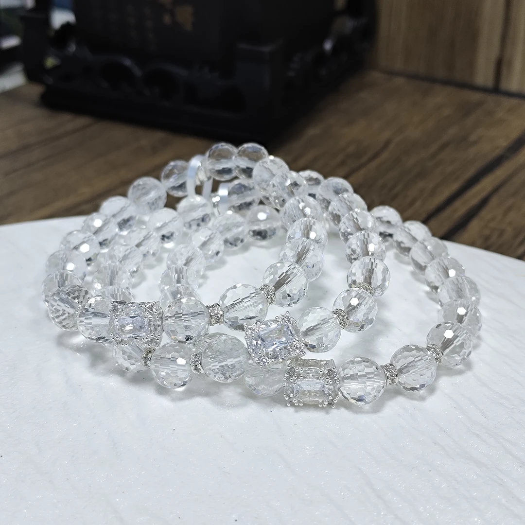 【书记甄选】原创白水晶球切单圈手链 约8mm 多样性发一件 BB836