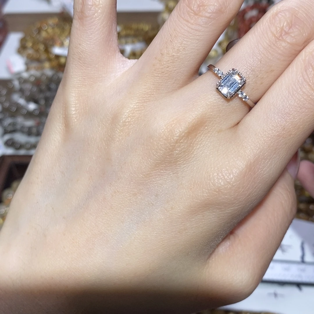 银S925镶嵌水晶戒指松口戒指