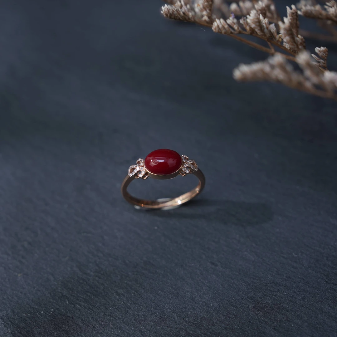 【央博玉专属】18K阿卡珊瑚戒指191-gu1284-多样性发一