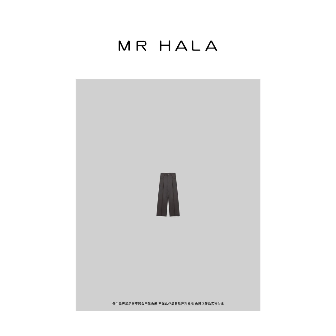 MRHALA 珍泽质感斜纹折褶直筒裤女 YK7711