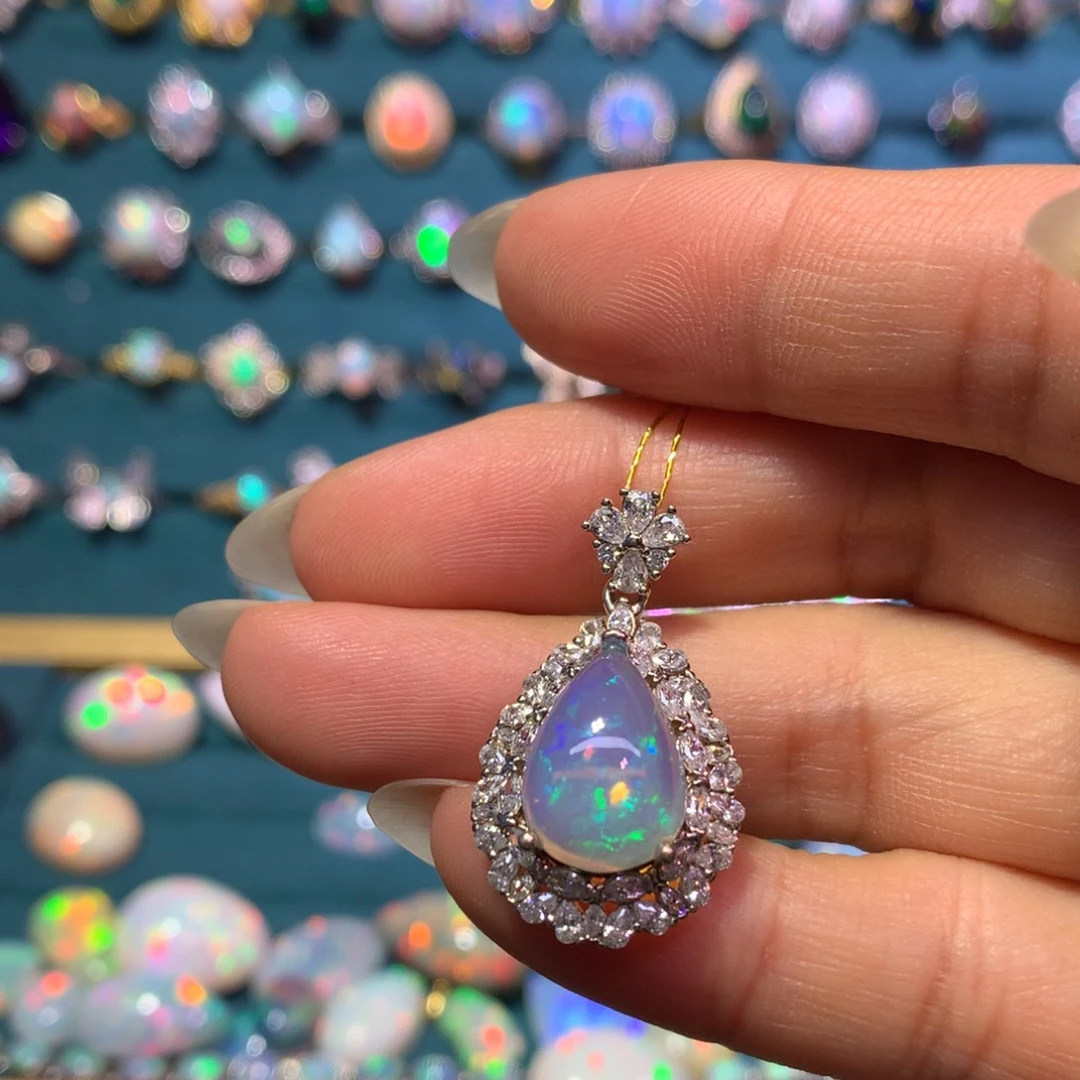 欧泊银S925镶嵌吊坠款