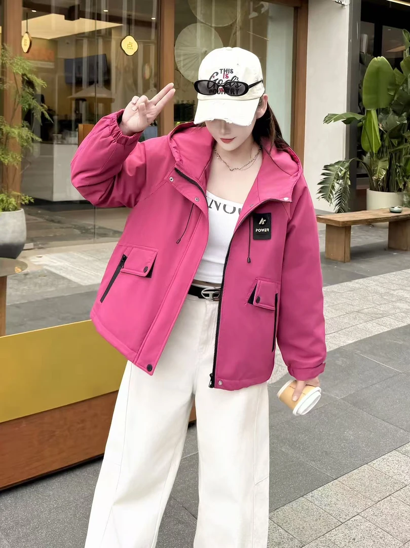 【265】【加棉】冬季连帽时尚休闲保暖纯色宽松显瘦百搭户外外套902