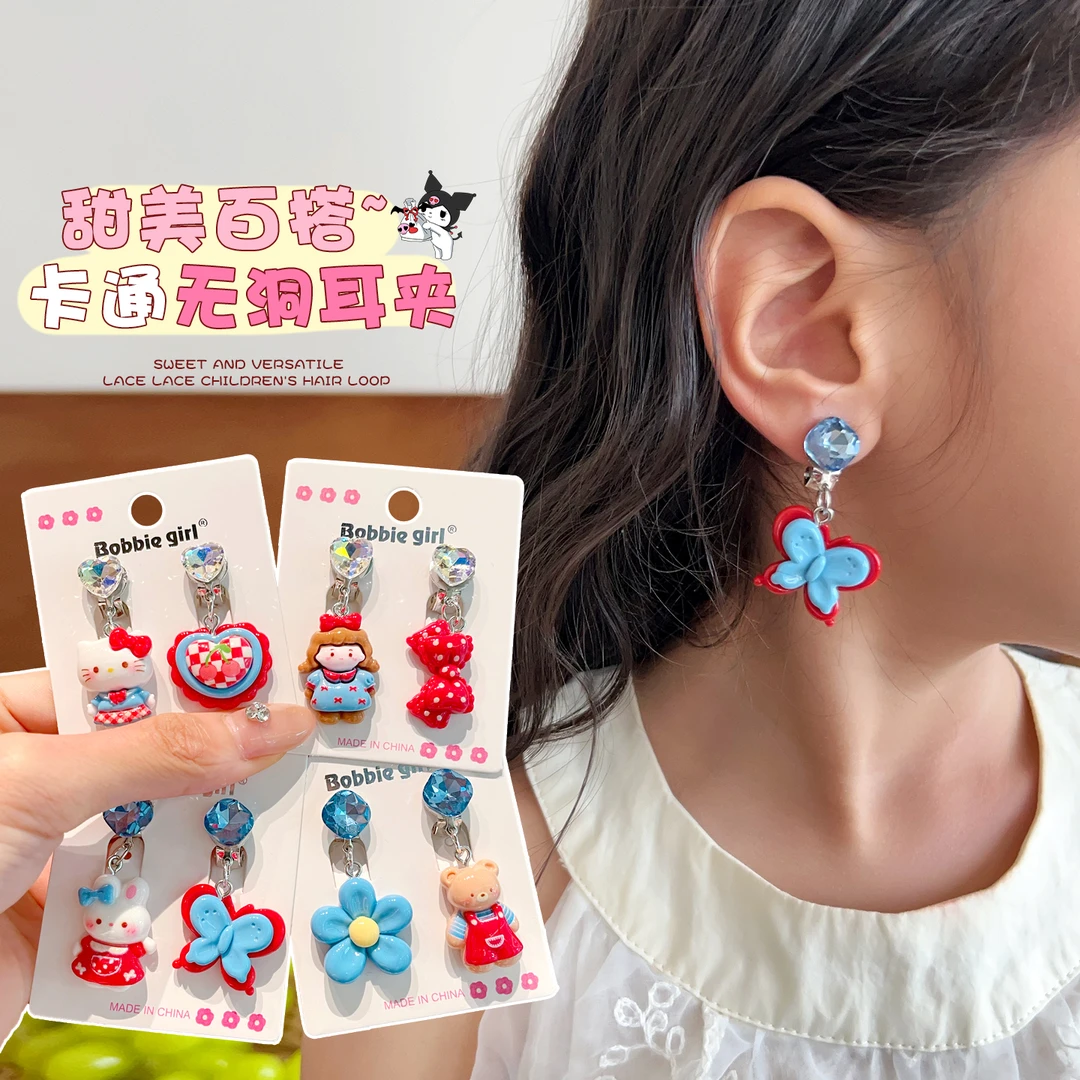儿童樱桃爱心耳夹耳坠女童无耳洞防痛宝宝假耳环小女孩卡通耳饰