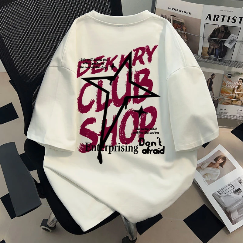 纯棉t恤短袖男生男装男款夏季宽松美式白色炸街情侣半袖上衣休闲