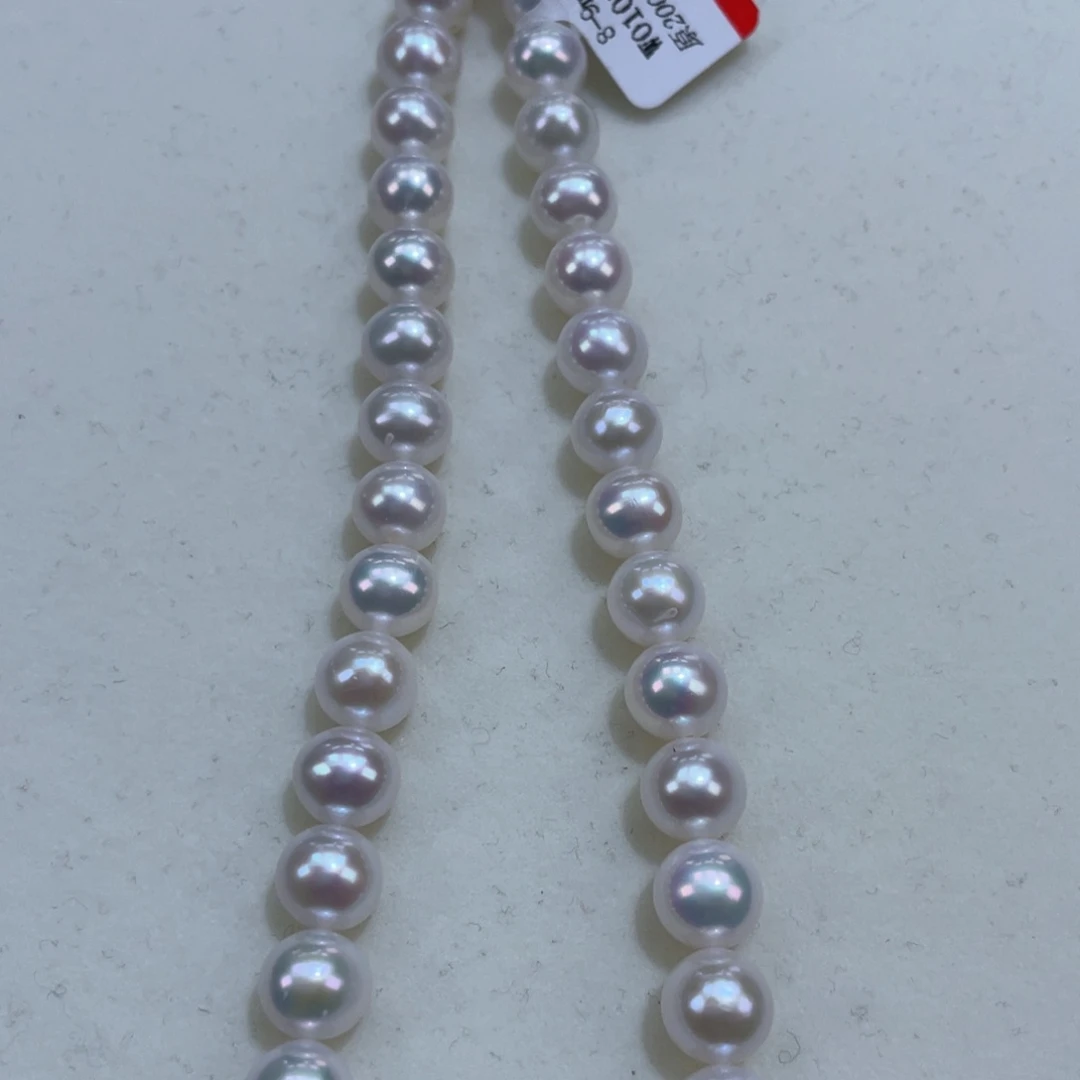 淡水珍珠颈饰银S925镶嵌8.6嘎嘎亮灯泡光炫彩