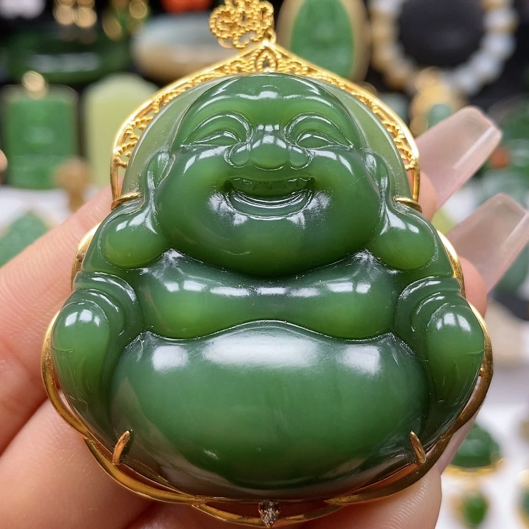 和田玉颈饰18K金镶嵌