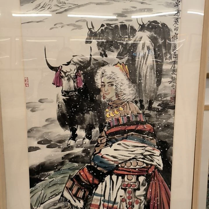 国画8平尺人物画作精品带框