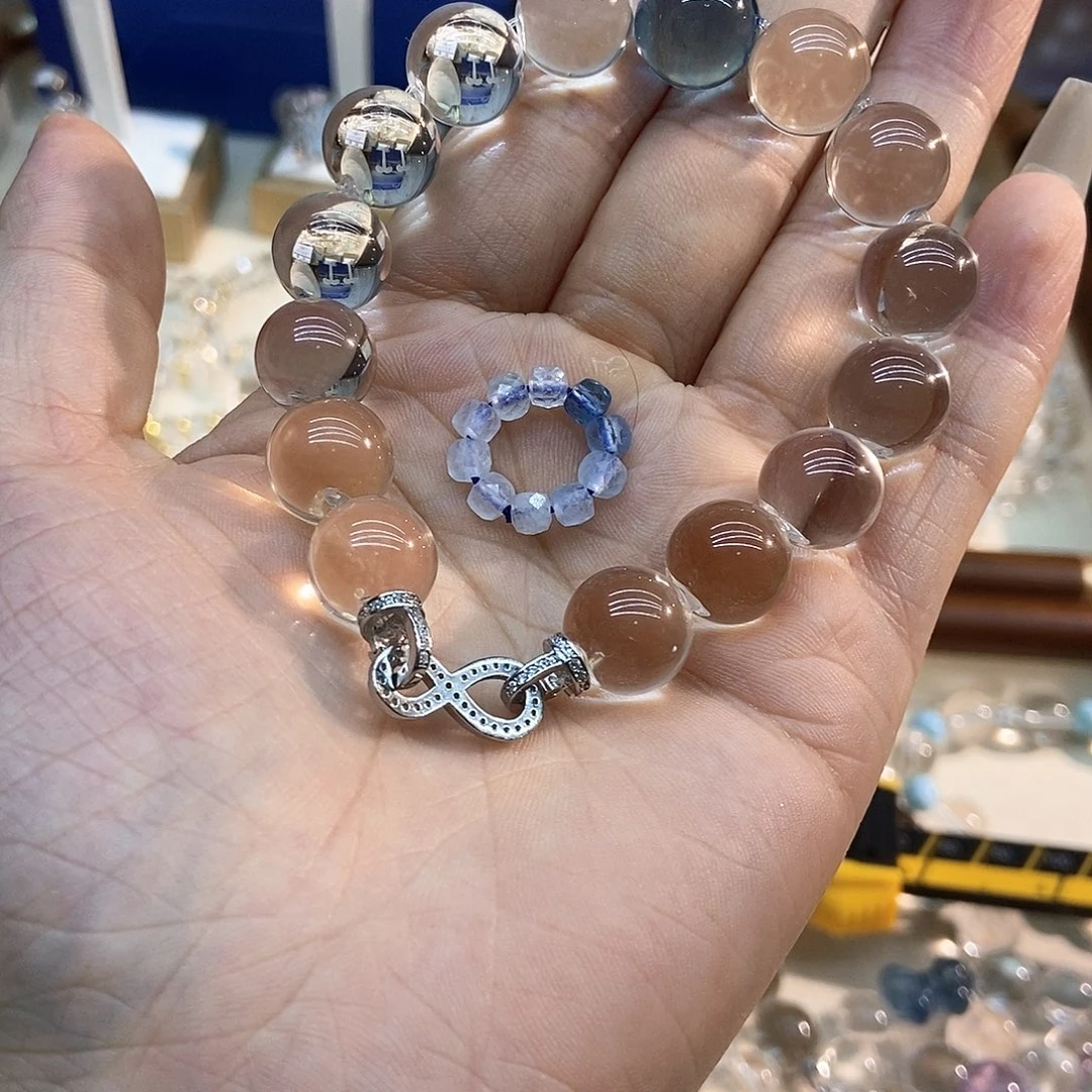 水晶手串未镶嵌12m白12.4魔鬼蓝