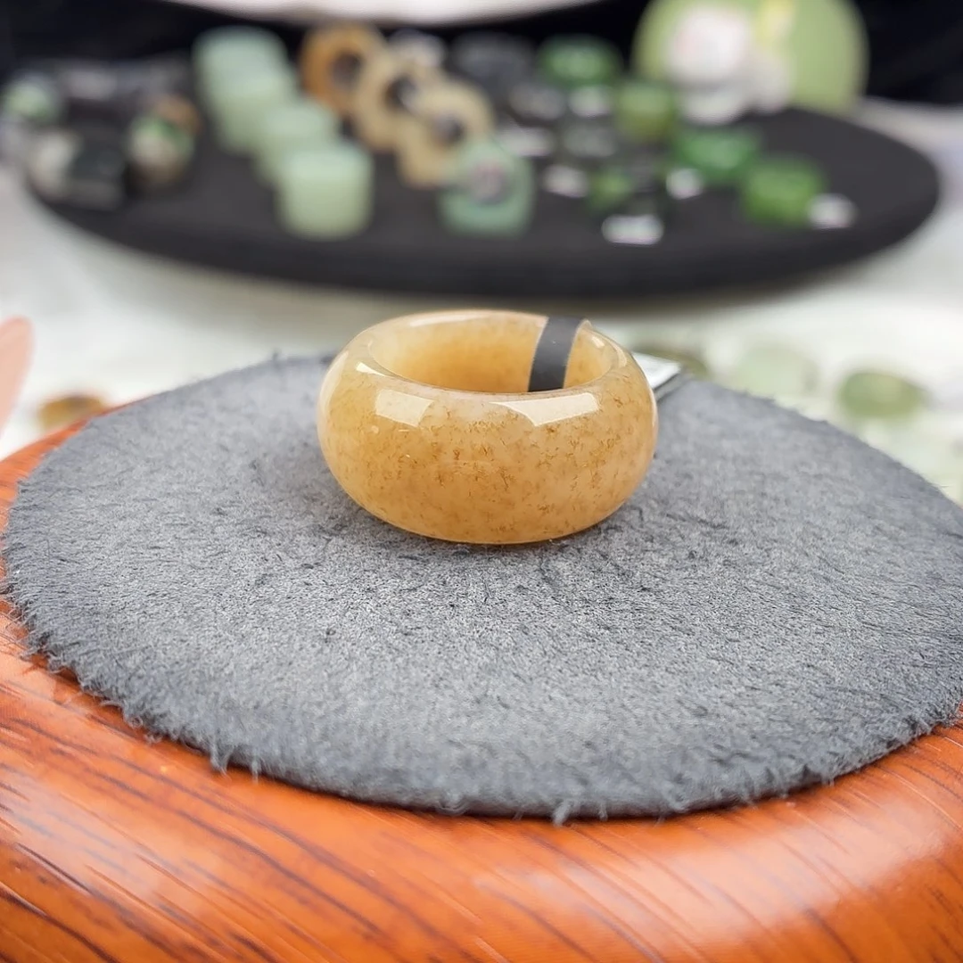 和田玉未镶嵌戒指b78桂花糖墩18.2