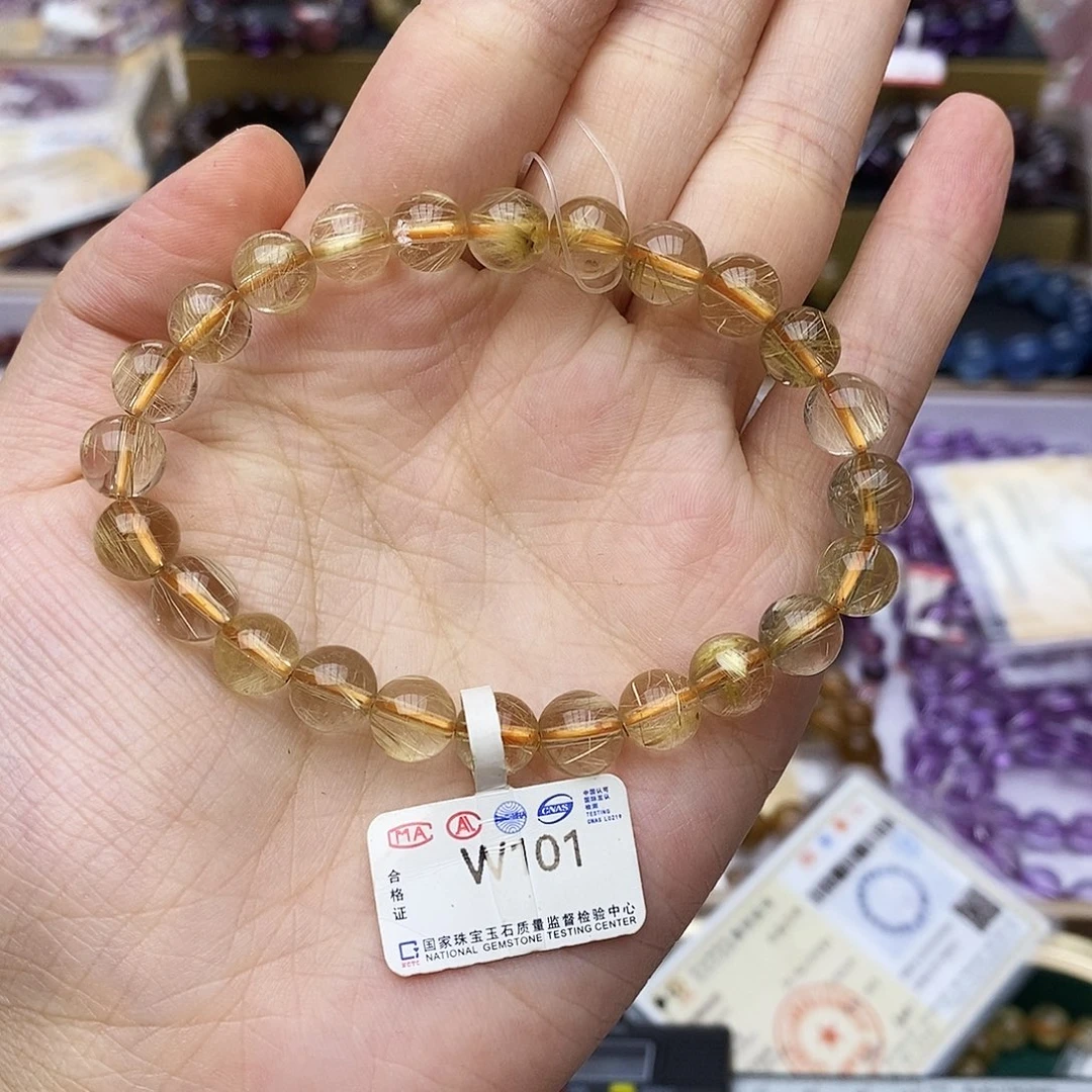 未镶嵌手链水晶W101 金发晶 8m+