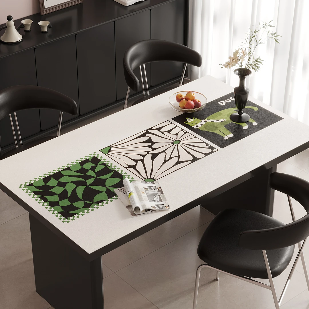 中古风餐桌垫皮革轻奢高级感免洗防水防油防烫桌布家用茶几台面垫