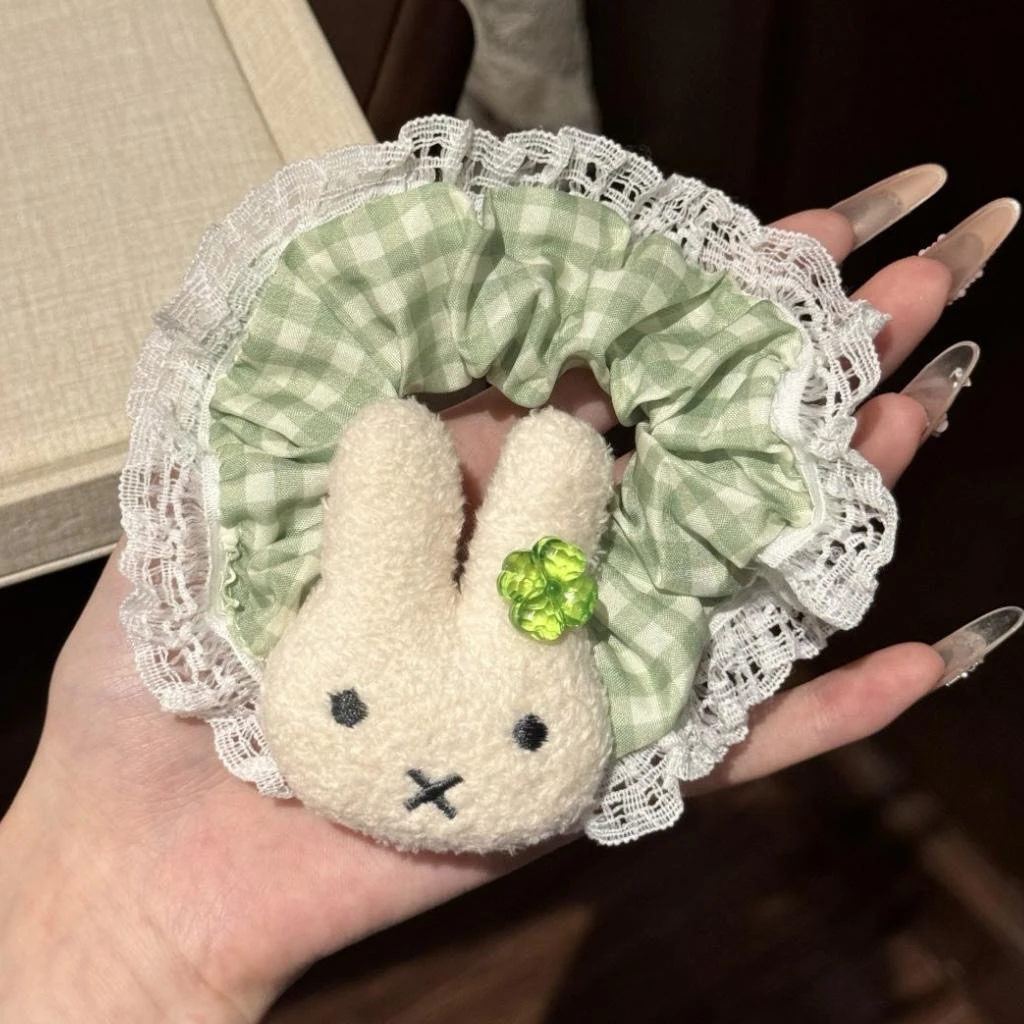 韩系可爱眼镜米菲兔百搭波点发圈甜妹少女清新大肠发圈高弹力发绳