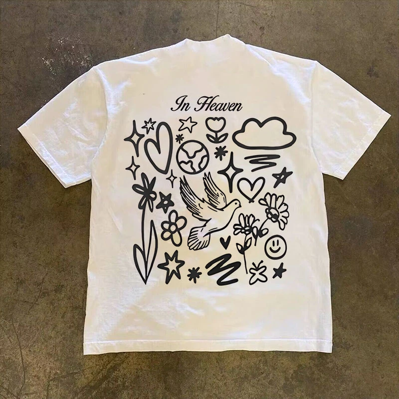 JSC POP 和平格子100%纯棉字母短袖T恤男设计感情侣潮牌宽松上衣i