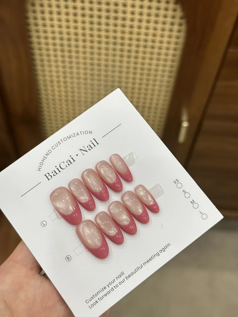 白菜家春日芭比手工穿戴甲红色纯手工美甲高级感新款贴甲片