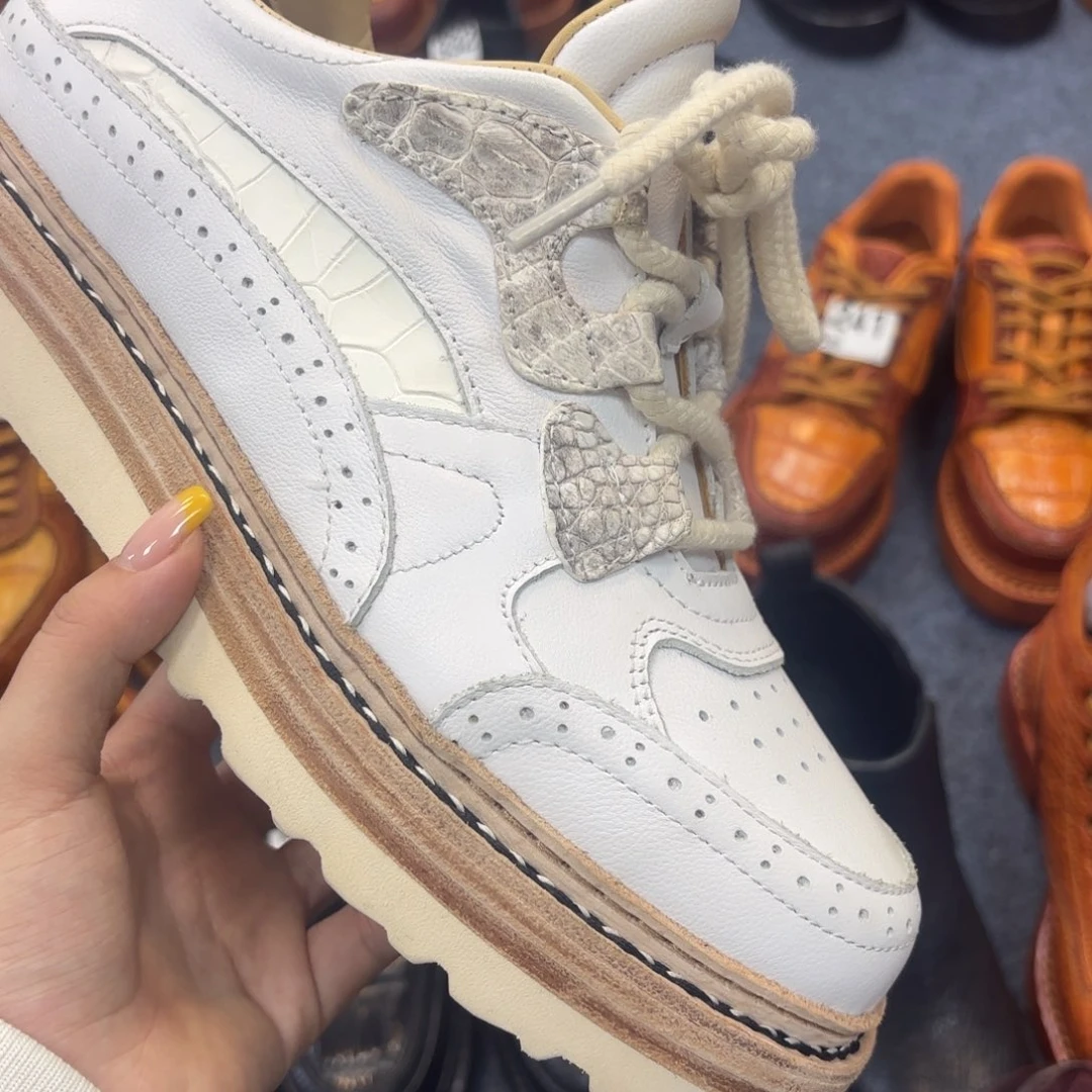 古***胡牛皮喜马拉雅鳄鱼皮拼接