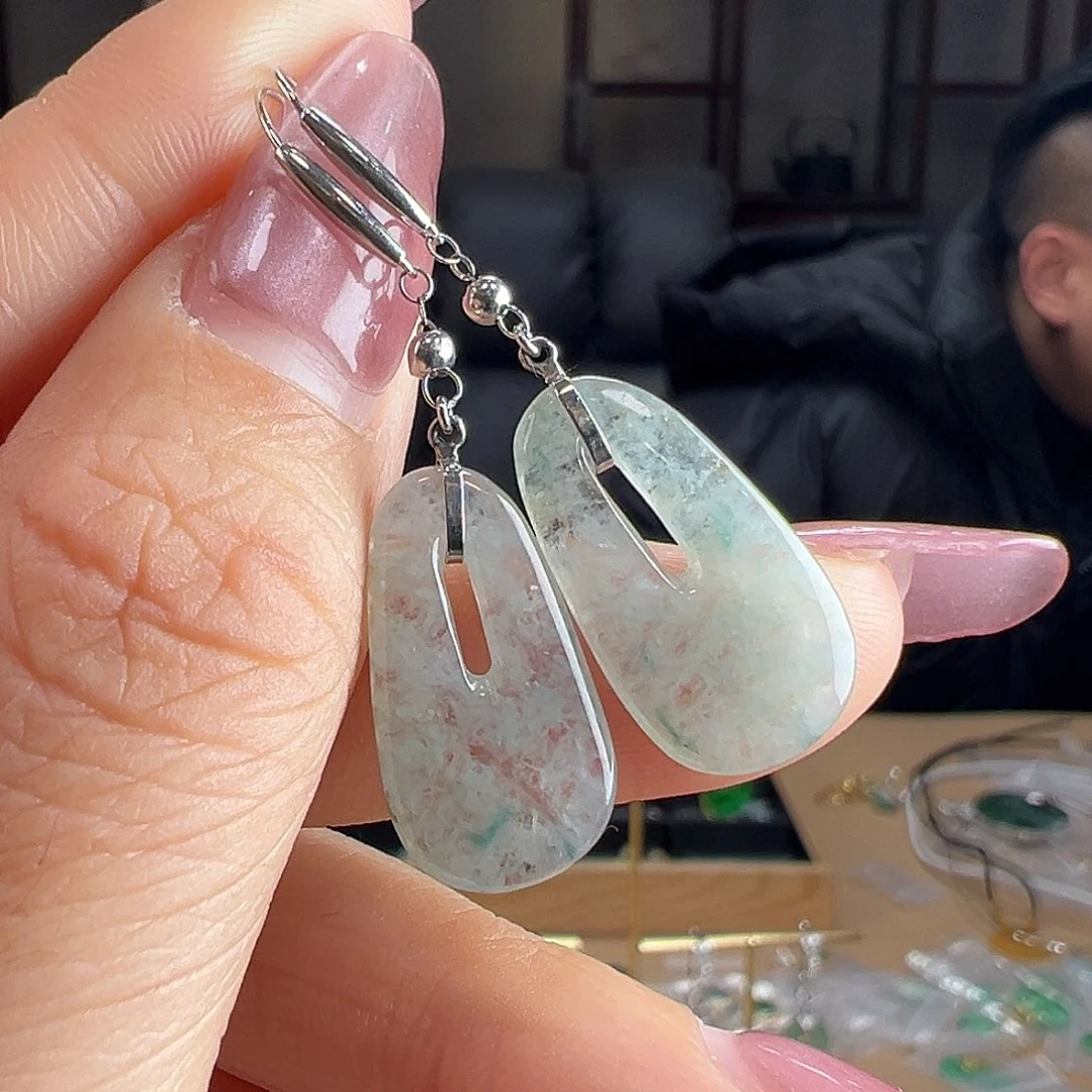 翡翠18K金镶嵌耳饰耳环9