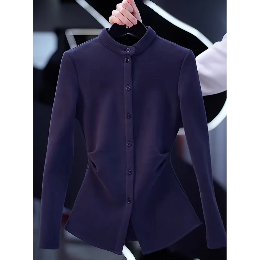 【时尚老钱风】一体式抓绒 百搭长袖加厚保暖立裁烟囱领开衫