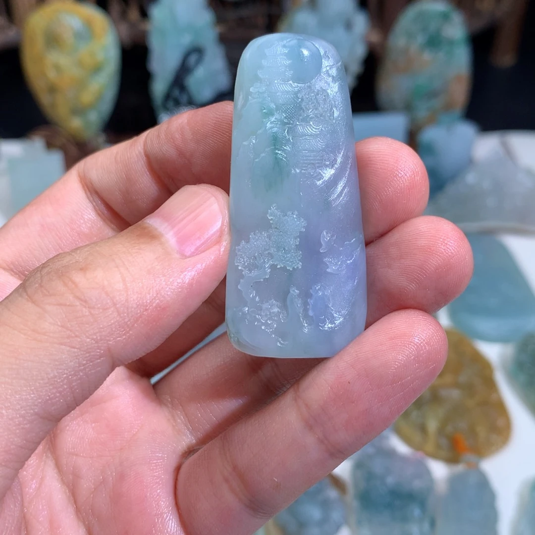 定制翡翠未镶嵌蘑*头挂件