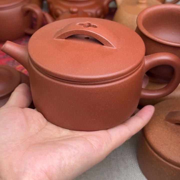 紫砂茶壶原矿红皮龙明式汉瓦精工半手240cc