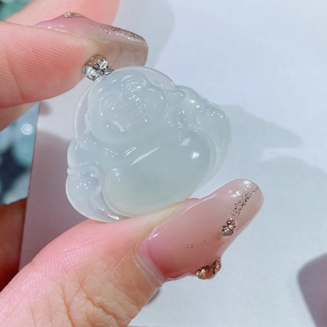 翡翠颈饰18K金镶嵌佛公