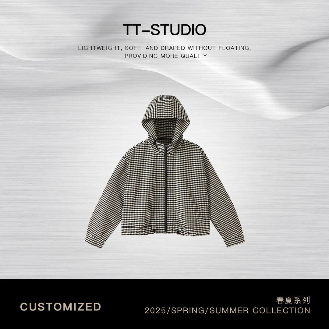 TT【黑白格】桑蚕丝春夏新品棉质时尚休闲外套TT-11W2415