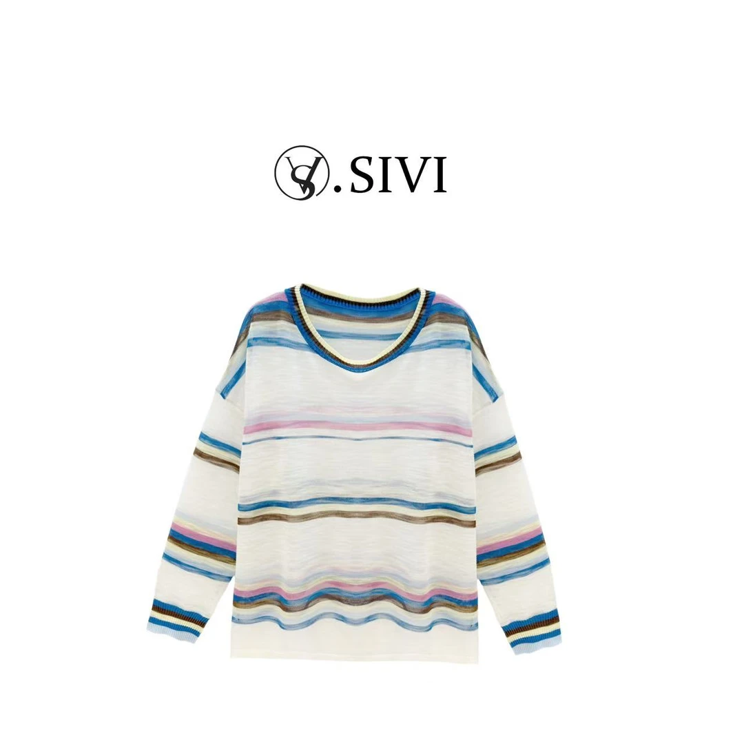 熙薇【绮色织章】2025夏季新款时尚百搭宽松休闲上衣H3671