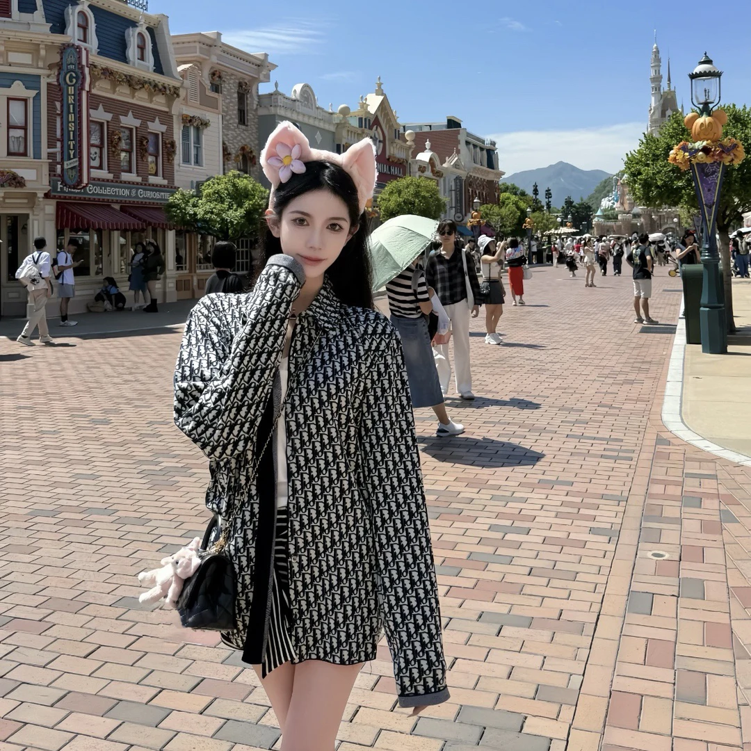 99新 DIOR/迪奥 A100029/黑白老花满印长袖衬衫/尺码M码