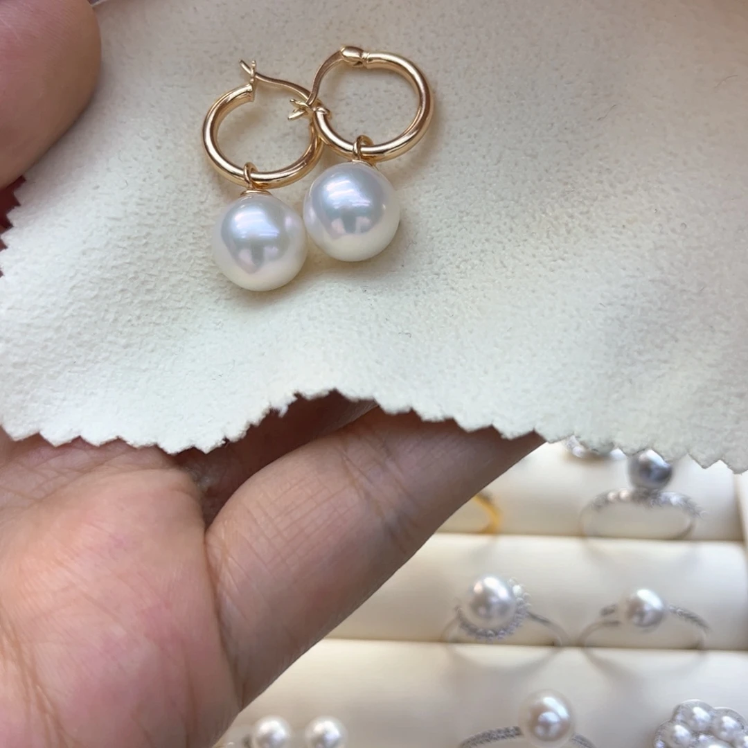 银S925镶嵌淡水珍珠耳饰