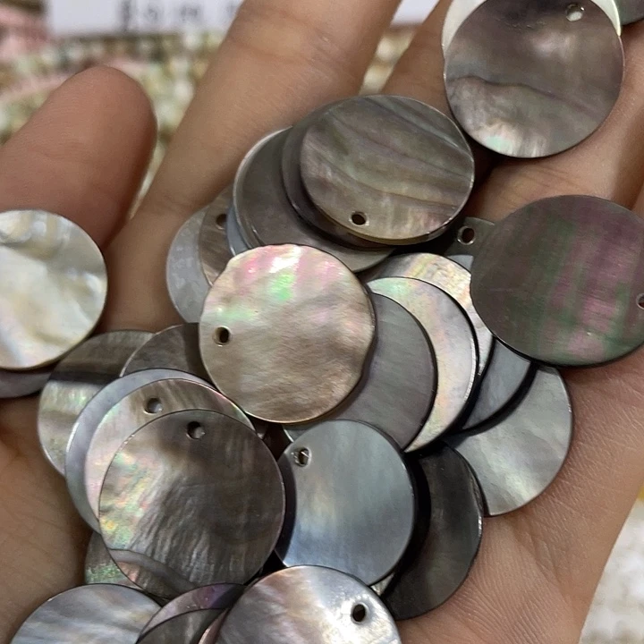 贝壳非金属10片20mm黑蝶贝圆片